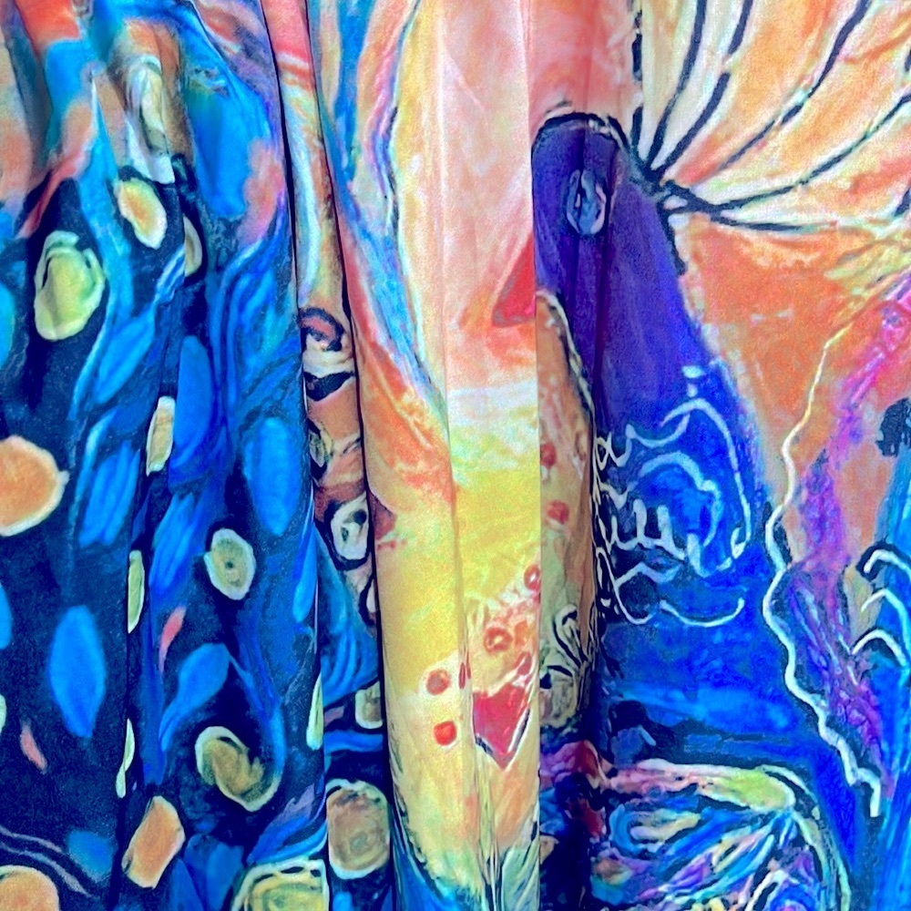 Vibrant Peacock Sleeveless One Shoulder Maxi Dress. Size Large - Picture 11 of 11